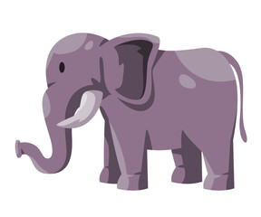 Elephant cartoon illustration of standing animal with tusk and trunk