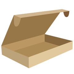shallow rectangular box with a hinged lid that is open, isolated object on a white background, vector illustration,