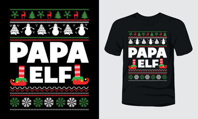 Papa ELF Christmas t-shirt design
