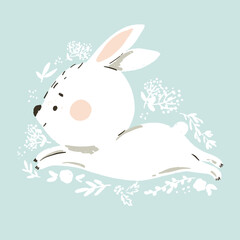Obraz premium Floral baby rabbit