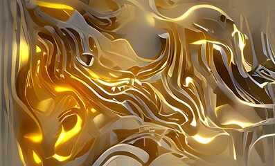 Abstract Luxuly Gold and Silver Fluid Design Art Background, Texture and Illustration	