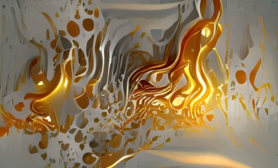 Abstract Luxuly Gold and Silver Fluid Design Art Background, Texture and Illustration	