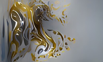 Abstract Luxuly Gold and Silver Fluid Design Art Background, Texture and Illustration	