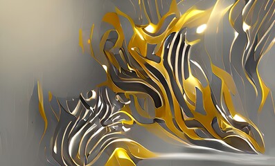 Abstract Luxuly Gold and Silver Fluid Design Art Background, Texture and Illustration	