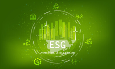 Environmental, social, and governance (ESG). Sustainable business concept. Green background vector design.