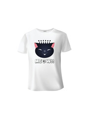 Cat artwork illustration with funny style, Meow t shirt design with cat crown