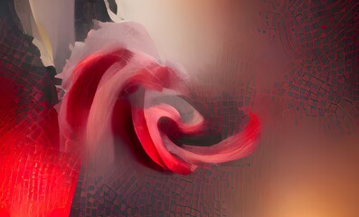 Abstract Red and Black Whirl Cube Design Art Background, Texture and Illustration