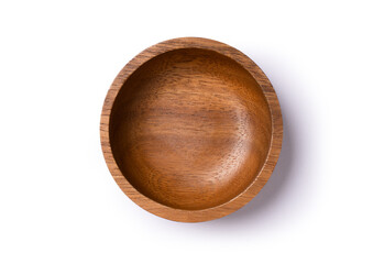 wooden bowl isolated on white background