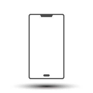Vector solid icon of smartphone white empty screen small shadow