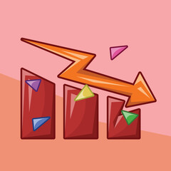 Red Bear Chart Arrow. Cartoon Illustration Design Concept. Premium Vector.