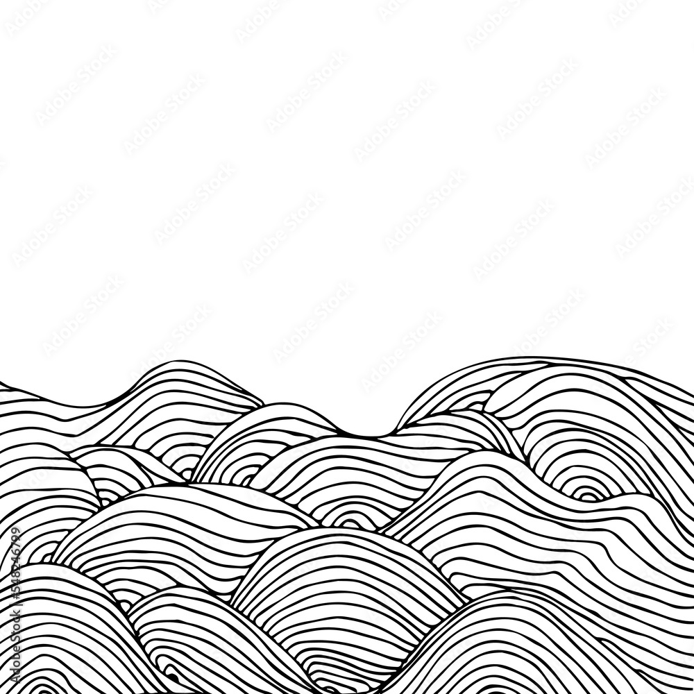 Poster simple minimalist wave pattern. hand drawn graphic line art. modern abstract landscape. monochrome b