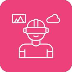Virtual Reality Multicolor Round Corner Line Inverted Icon