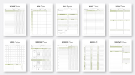 Modern planner template. Printable Life & Business Planner Set. Planners bundle. Printable planner template design. Collection of minimalist planner template. Daily weekly monthly planner template. 