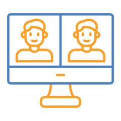 Video Call Blue And Orange Line Icon