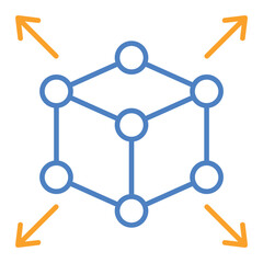 3d Model Blue And Orange Line Icon