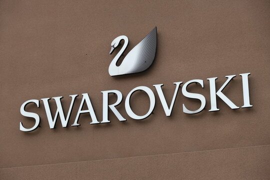 Beijing,China-Sep. 13th 2022: close up Swarovski store sign. Swarovski brand logo. Jewelry brand