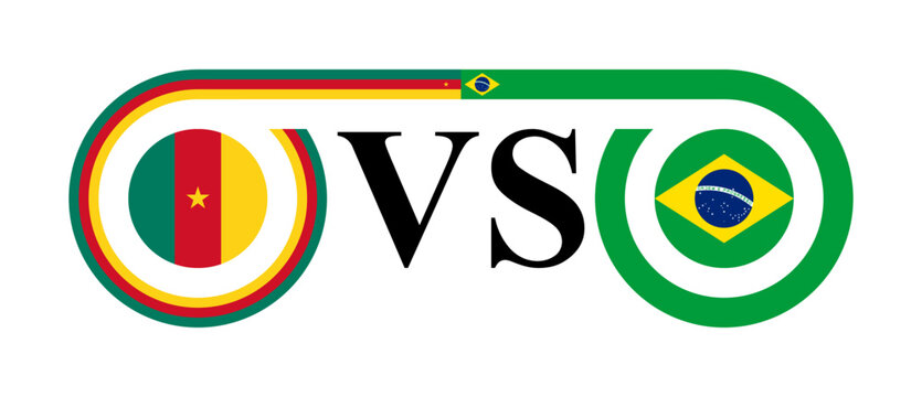 the concept of cameroon vs brazil. vector illustration isolated on white background