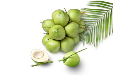 coconut with green leaves