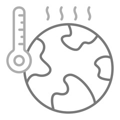 Global Warming Greyscale Line Icon