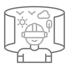 Virtual Tour Greyscale Line Icon