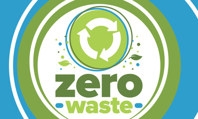 Zero Waste. Ecology poster. Refuse and Reduce. To Reuse and Recycle. Green January for environment. Eco friendly lifestyle. Save the planet. No plastic, only eco bag. Vector illustration