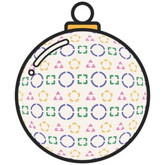 Cartoon Christmas Ball Decoration Illustration. Christmast Holiday and New year Festival Concept.