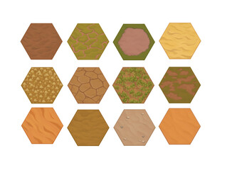 Stylized Hex Desert Map Tile Set
