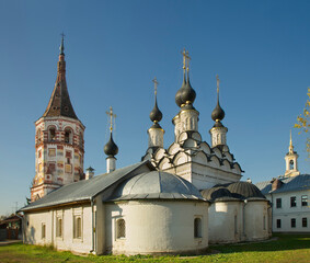 Church of Antipas (Antipiyevskaya) of Pergamum and church of Saint Lazarus (Lazarevskaya) at Suzdal. Vladimir oblast. Russia