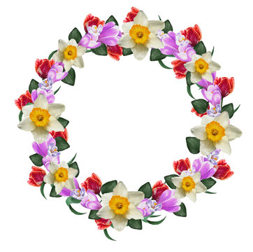 decorative frame of spring flowers