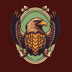 Eagle Head Shield Mascot Gaming Logo Design Vector illustration