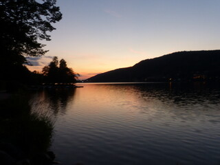 Gerardmer - August 2020 : Visit of the city of Gerardmer - Tour of the beautiful lake in the middle of the Vosges mountains with an August sunset	