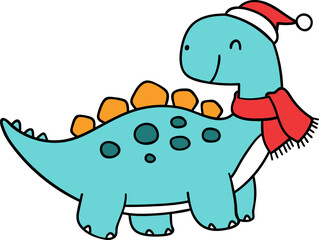 Dinosaur Christmas Illustration