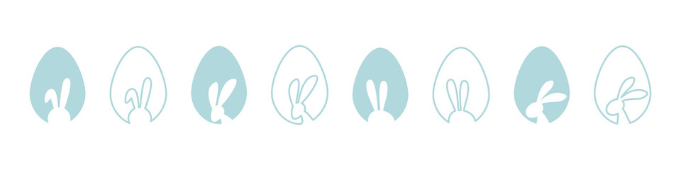 Fototapeta na wymiar Easter egg hunt. Easter rabbit set. Bunny outline vector illustration. Bunny rabbit cut out on easter egg isolated.