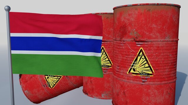 Coal on top of the flag of the Gambia (3D render)