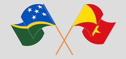 Crossed and waving flags of Solomon Islands and Tigray
