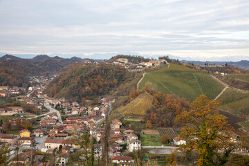 Vezza d' Alba (CN), Italy - November 19, 2022: Vezza d' Alba village and landscape, Vezza d' Alba,...