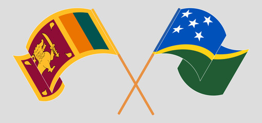 Crossed and waving flags of Sri Lanka and Solomon Islands
