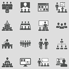 Business Meeting Icons. Sticker Design. Vector Illustration.