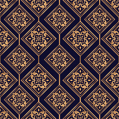 Luxury golden pattern seamless vector. Arabesque tile background. Art deco print design for beauty spa, New year gift packaging, Christmas wrapping paper, wedding party, Ramadan, wallpaper.