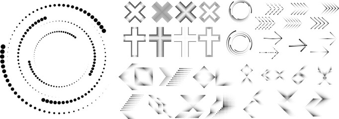 Linear halftone dots .Design elements for posters, social media, promotion,  flyer, covers .Dotted elements .vector illustration