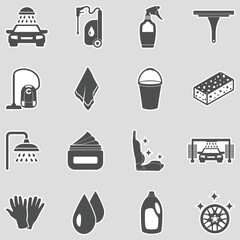 Car Cosmetics Icons. Sticker Design. Vector Illustration.