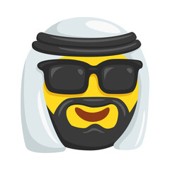 Sheikh Emoji Icon Illustration. Muslim Arab Man Vector Symbol Emoticon Design Doodle Vector. - obrazy, fototapety, plakaty