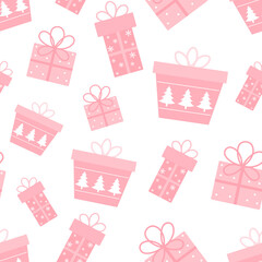 Seamless pattern Christmas Gift Boxes vector illustration