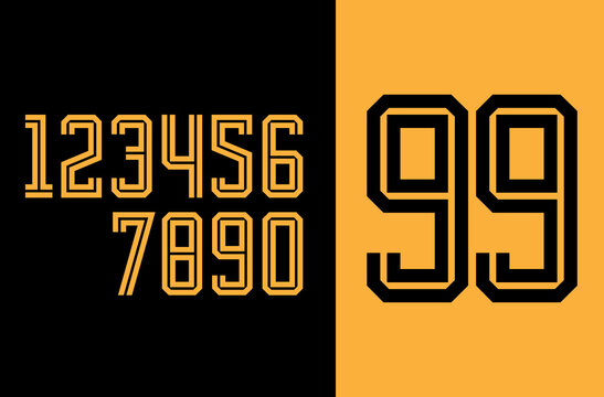 sports typography numbers for team jerseys