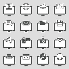 Computer Software Icons. Sticker Design. Vector Illustration.