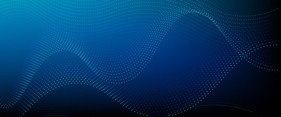 Abstract blue particle of dots element wavy artwork tech template. Overlapping of perspective digital background. illustration vector. Pattern for presentations. Background with blue light digital 