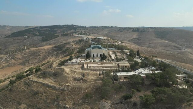 Aerial shot of Mount Nebo in Jordan