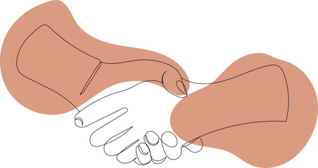 handshake sketch, continuous line drawing, vector