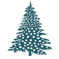 christmas tree decorated in flat style, isolated vector