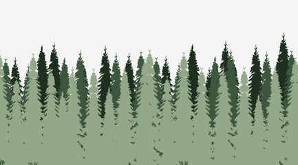 silhouette green forest, park pine, spruce design vector